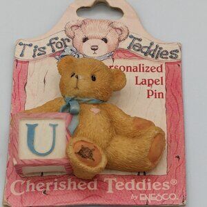 Cherished Teddies "U" Lapel Pin 1996 by Enesco T is for Teddies Collection